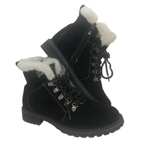 G.C. Fashions Womens Pre-owned Designer Black Suede, Faux Fur Boots - sz. 9 1/2 - Picture 1 of 6